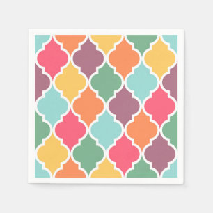 Kleurrijk oosters quatrefoil patroon servet