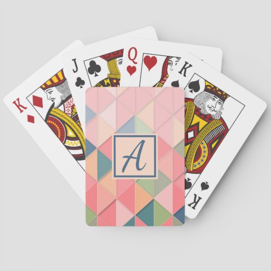 Kleurrijk op maat gemaakt monogram pokerkaarten (Achterkant)