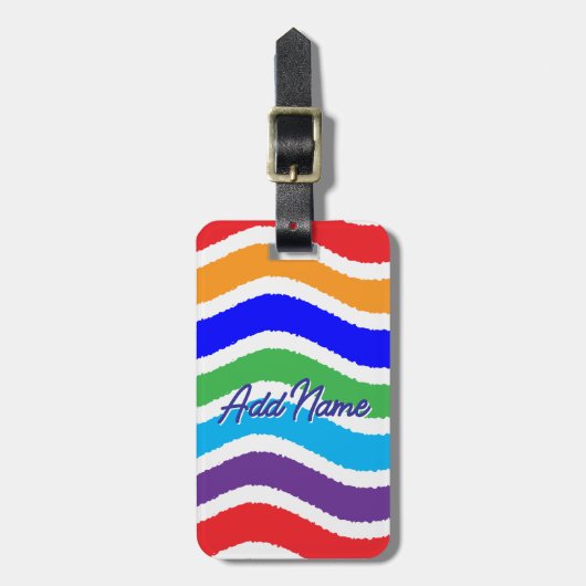 Kleurrijk, op maat gescheurd papiereffect bagagelabel (Voorkant verticaal)