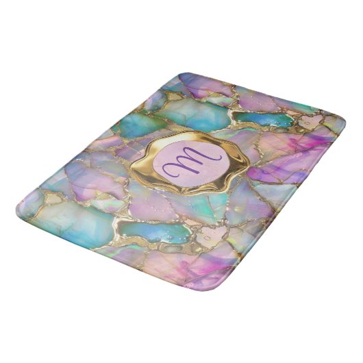 Kleurrijk opaal en vloeibaar goud badmat (Gekanteld)