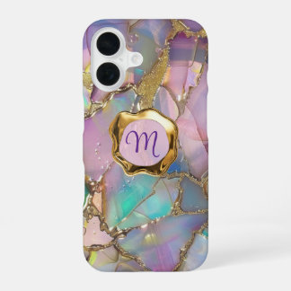 Kleurrijk opaal en vloeibaar goud iPhone 16 hoesje