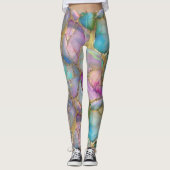 Kleurrijk opaal en vloeibaar goud leggings (Voorkant)