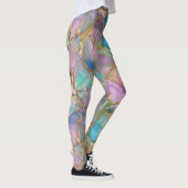 Kleurrijk opaal en vloeibaar goud leggings (Rechts)