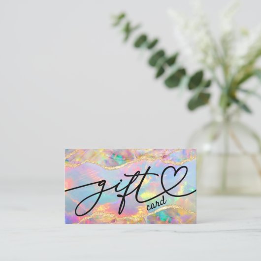 Kleurrijk Opal cadeaubon Visitekaartje (Staand voorkant)