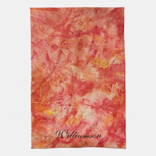 Kleurrijk Oranje Abstract schilderen  Theedoek (Verticaal)