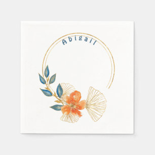 Kleurrijk Oranje blauw en goud Baby shower Servet