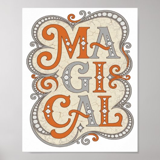 Kleurrijk Oranje MAGISCHE Statement Ontwerp Poster (Voorkant)