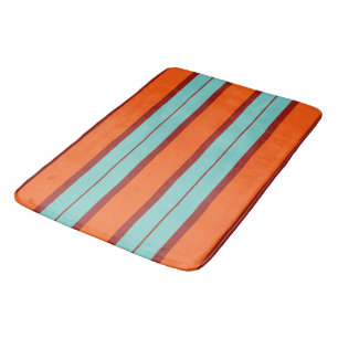 kleurrijk oranje & rood blauwe strepenpatroon badmat