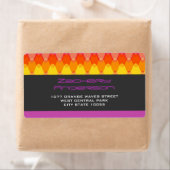 Kleurrijk Oranje Zig Zag Pattern Mod Waves Adres Etiket (Insitu)