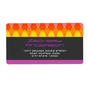 Kleurrijk Oranje Zig Zag Pattern Mod Waves Adres Etiket