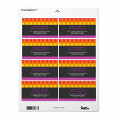 Kleurrijk Oranje Zig Zag Pattern Mod Waves Adres Etiket (Full Sheet)