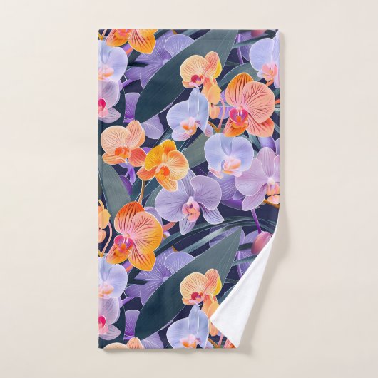 Kleurrijk orchideeënpatroon bad handdoek (Handdoek)