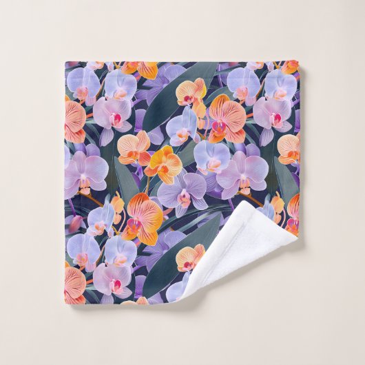 Kleurrijk orchideeënpatroon bad handdoek (Wasdoekje)