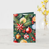 Kleurrijk  Ornament Foto & Recept Kerst Kaart (Gele Bloem)