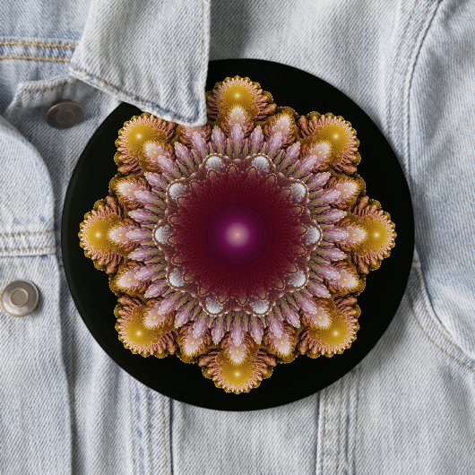 Kleurrijk ornament ronde button 6,0 cm (In situ)