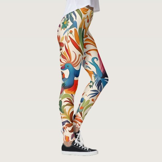 Kleurrijk Otomi Vogelpatroon Leggings (Rechts)