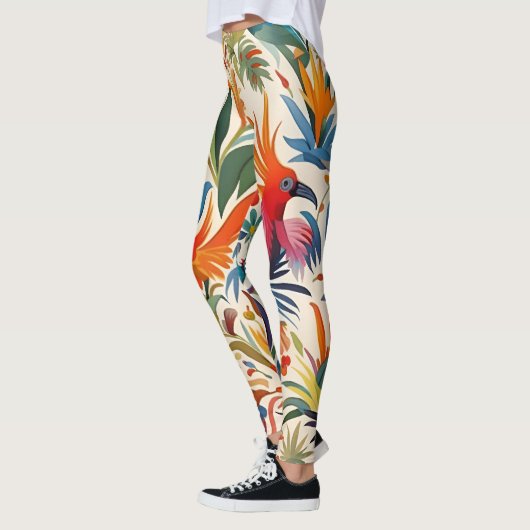 Kleurrijk Otomi Vogelpatroon Leggings (Links)