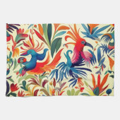 Kleurrijk Otomi Vogelpatroon Theedoek (Horizontaal)