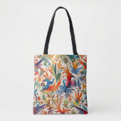 Kleurrijk Otomi Vogelpatroon Tote Bag (Voorkant)