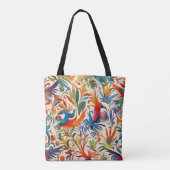 Kleurrijk Otomi Vogelpatroon Tote Bag (Achterkant)