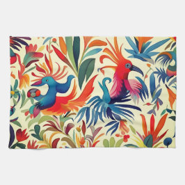 Kleurrijk Otomi Vogels Patroon  Theedoek