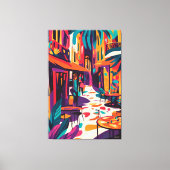 Kleurrijk Outdoor Café in Fauvistische stijl Canvas Afdruk (Voorkant)