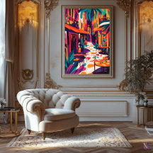 Kleurrijk Outdoor Café in Fauvistische stijl