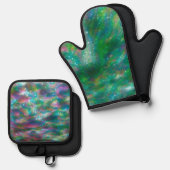 kleurrijk ovenwant & pannenlap set (Voorkant / Achterkant)