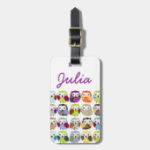 Kleurrijk owl bagagelabel (Voorkant verticaal)