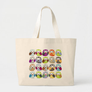 Kleurrijk owl grote tote bag