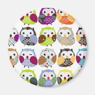 Kleurrijk owl magneet