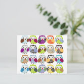 Kleurrijk owl patroon briefkaart (Staand voorkant)