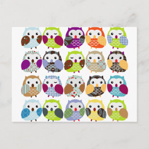 Kleurrijk owl patroon briefkaart