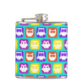 Kleurrijk owl patroon heupfles (Voorkant)