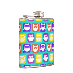 Kleurrijk owl patroon heupfles