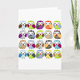 Kleurrijk owl patroon kaart