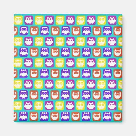 Kleurrijk owl patroon magneet (Voorkant)