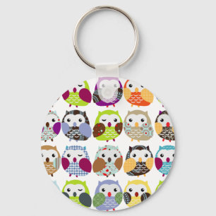 Kleurrijk owl patroon sleutelhanger