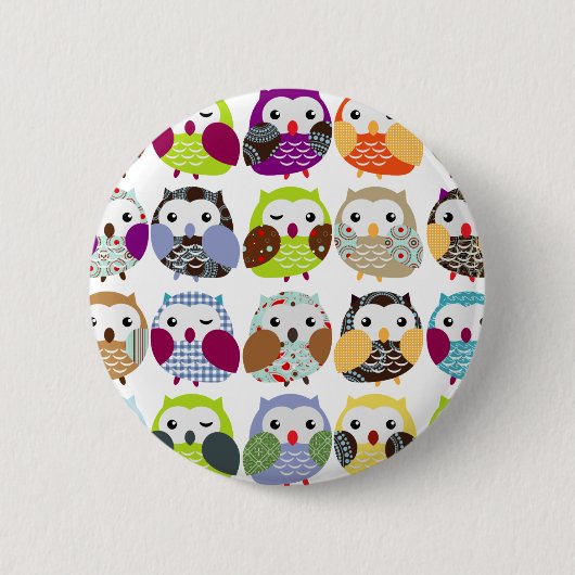 Kleurrijk owl ronde button 5,7 cm (Voorkant)
