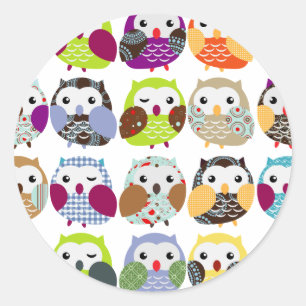 Kleurrijk owl ronde sticker