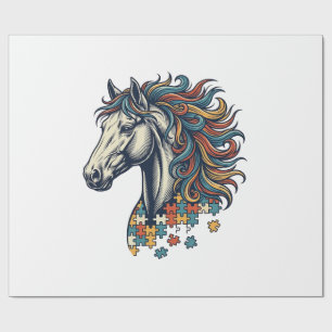 Kleurrijk Paard Puzzelstuk Vintage Gravure T-Shirt Cadeaupapier