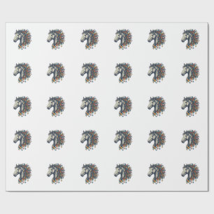 Kleurrijk Paard Puzzelstuk Vintage Gravure T-Shirt Cadeaupapier