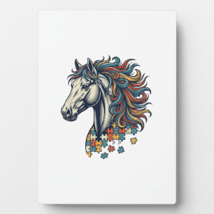 Kleurrijk Paard Puzzelstuk Vintage Gravure T-Shirt Fotoplaat