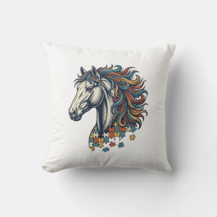 Kleurrijk Paard Puzzelstuk Vintage Gravure T-Shirt Kussen