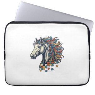 Kleurrijk Paard Puzzelstuk Vintage Gravure T-Shirt Laptop Sleeve