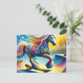 Kleurrijk Paard Skateboarden Briefkaart