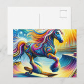 Kleurrijk Paard Skateboarden Briefkaart (Voorkant / Achterkant)