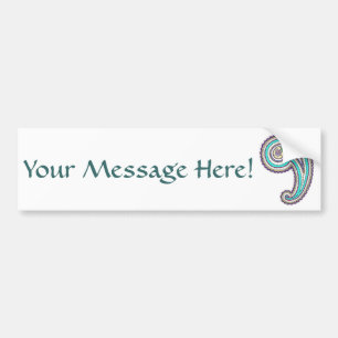 Kleurrijk Paars Blauwgroen Floral Paisley White Bumpersticker
