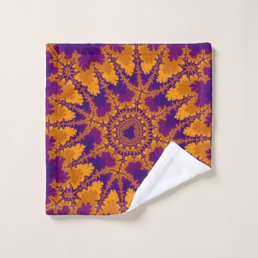 Kleurrijk Paars en Oranje fractal Bad Handdoek (Wasdoekje)
