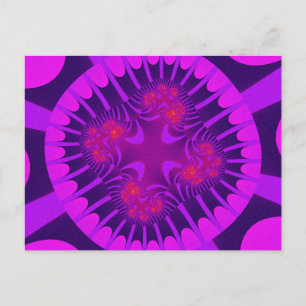 Kleurrijk Paars en Roze Fractaal Briefkaart